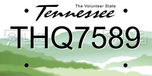 THQ7589 Tennessee License Plate
