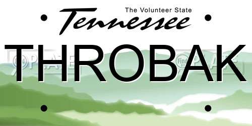 THROBAK Tennessee License Plate