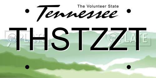 THSTZZT Tennessee License Plate