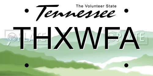 THXWFA Tennessee License Plate