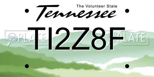 TI2Z8F Tennessee License Plate