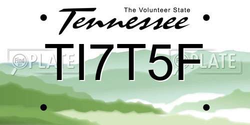 TI7T5F Tennessee License Plate
