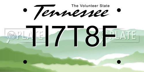 TI7T8F Tennessee License Plate