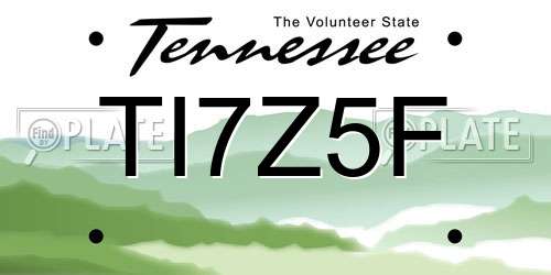 TI7Z5F Tennessee License Plate