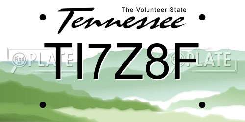 TI7Z8F Tennessee License Plate