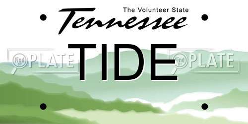 TIDE Tennessee License Plate