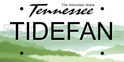 TIDEFAN Tennessee License Plate
