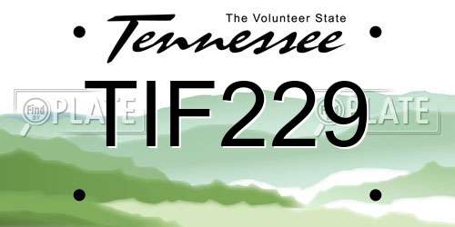 TIF229 Tennessee License Plate
