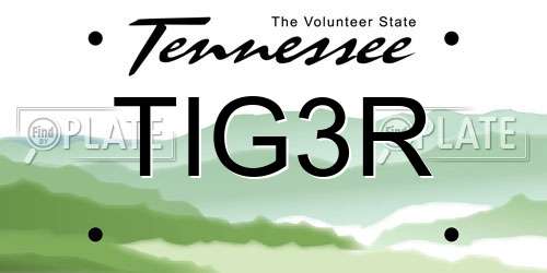 TIG3R Tennessee License Plate