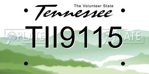 TII9115 Tennessee License Plate
