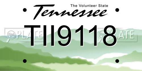TII9118 Tennessee License Plate