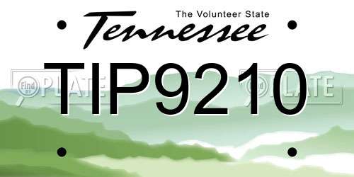 TIP9210 Tennessee License Plate