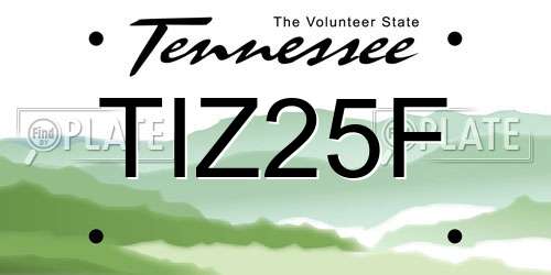 TIZ25F Tennessee License Plate