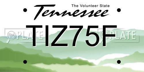 TIZ75F Tennessee License Plate