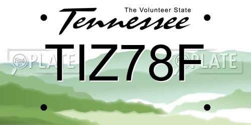 TIZ78F Tennessee License Plate