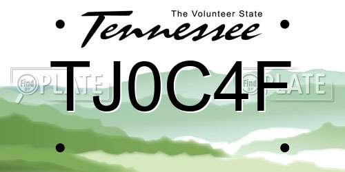 TJ0C4F Tennessee License Plate
