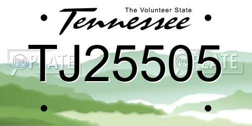 TJ25505 Tennessee License Plate