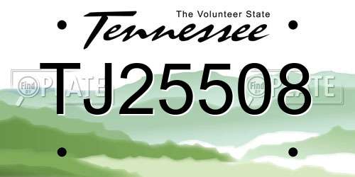 TJ25508 Tennessee License Plate