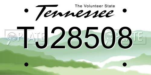 TJ28508 Tennessee License Plate