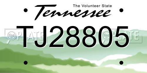 TJ28805 Tennessee License Plate