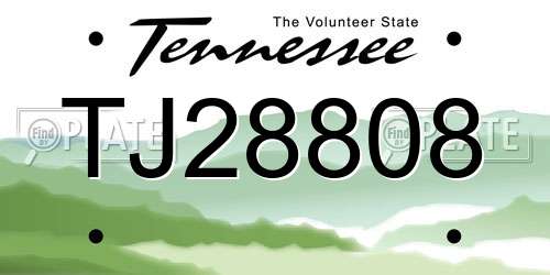TJ28808 Tennessee License Plate