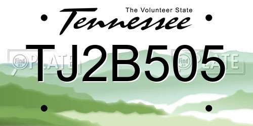 TJ2B505 Tennessee License Plate