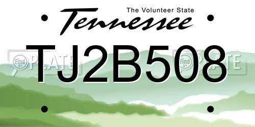TJ2B508 Tennessee License Plate