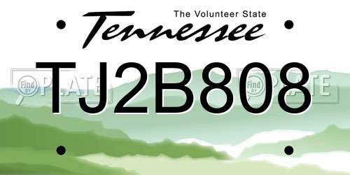 TJ2B808 Tennessee License Plate
