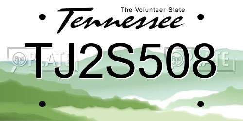 TJ2S508 Tennessee License Plate