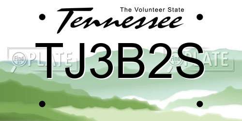 TJ3B2S Tennessee License Plate