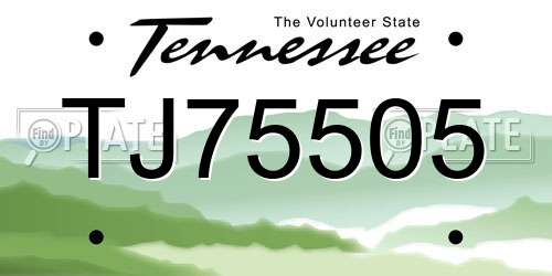 TJ75505 Tennessee License Plate