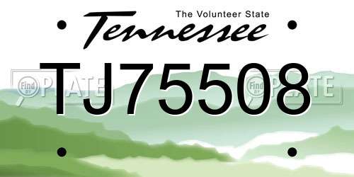 TJ75508 Tennessee License Plate