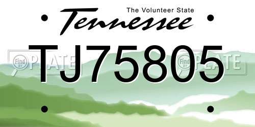 TJ75805 Tennessee License Plate