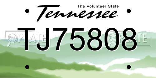 TJ75808 Tennessee License Plate