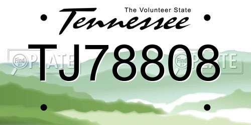 TJ78808 Tennessee License Plate