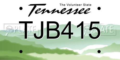 TJB415 Tennessee License Plate