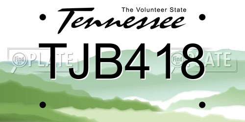 TJB418 Tennessee License Plate
