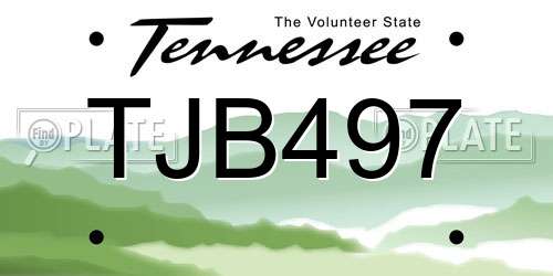 TJB497 Tennessee License Plate