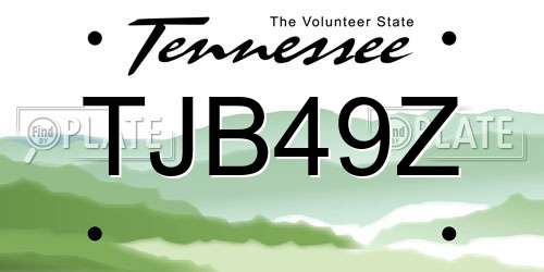 TJB49Z Tennessee License Plate
