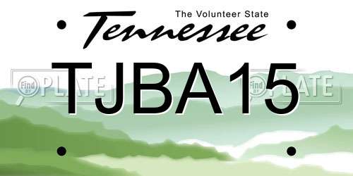 TJBA15 Tennessee License Plate