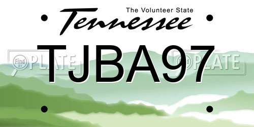 TJBA97 Tennessee License Plate