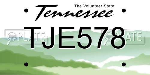 TJE578 Tennessee License Plate