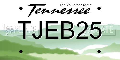 TJEB25 Tennessee License Plate
