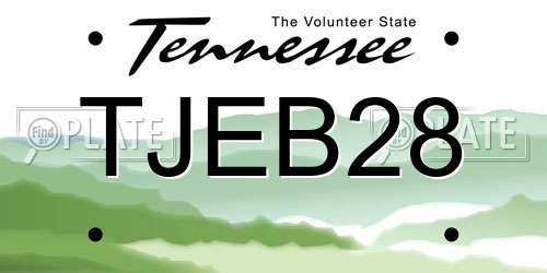 TJEB28 Tennessee License Plate