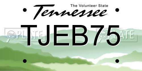 TJEB75 Tennessee License Plate