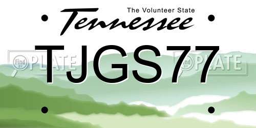 TJGS77 Tennessee License Plate