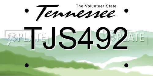 TJS492 Tennessee License Plate