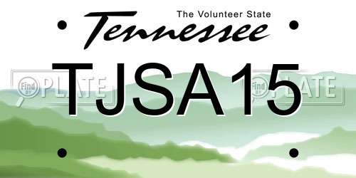 TJSA15 Tennessee License Plate