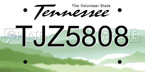 TJZ5808 Tennessee License Plate