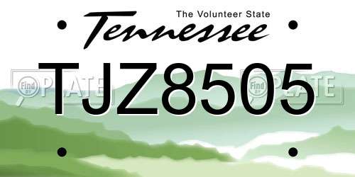 TJZ8505 Tennessee License Plate